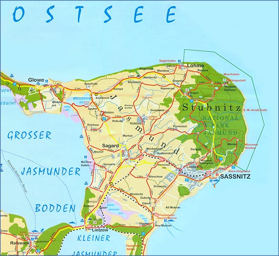 Karte  Halbinsel Jasmund