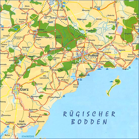 Karte Radtour Putbus - Garz